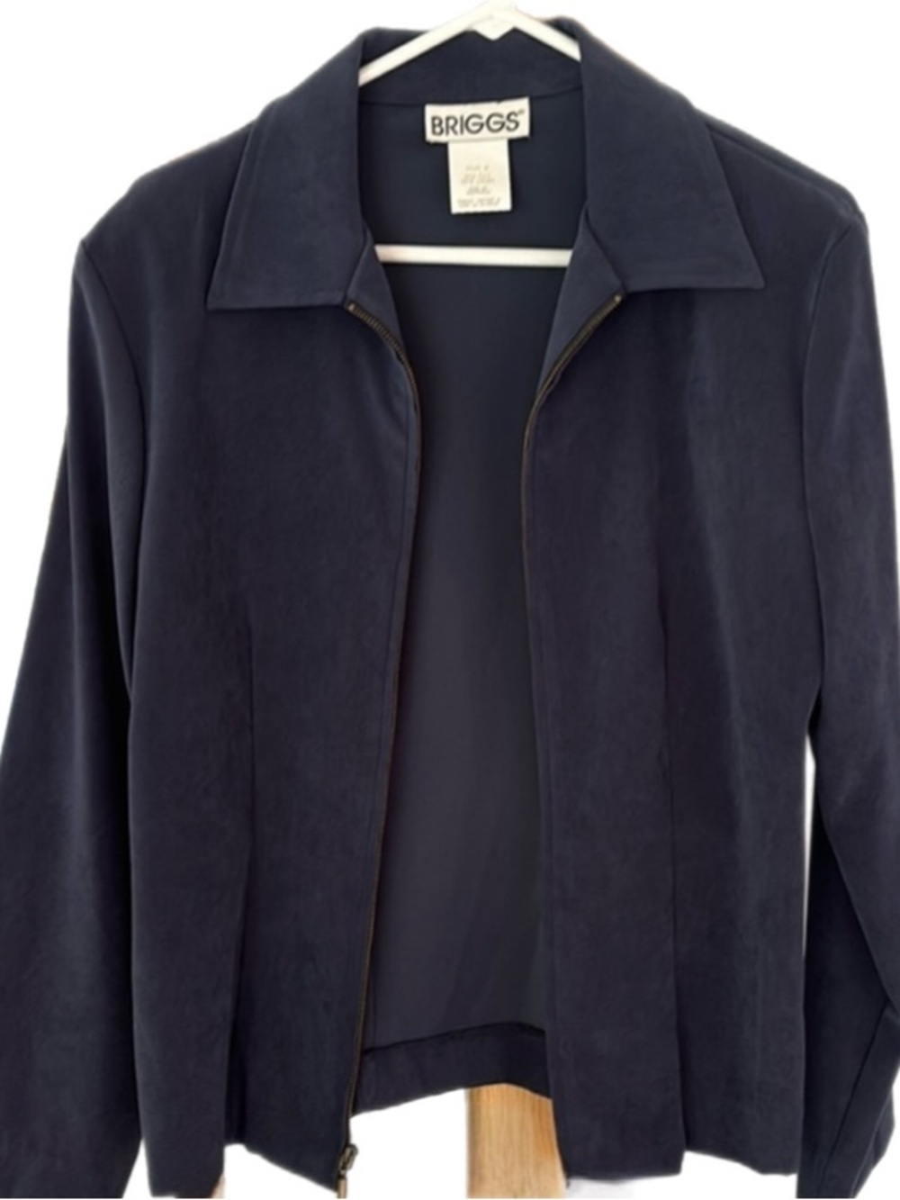 Vintage 1990’s Briggs NY Zipper Jacket, velvet navy blue sz. 8 NWT